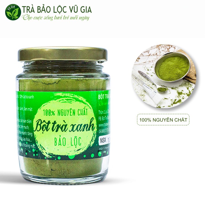 Bột Trà Xanh Nguyên Chất Vũ Gia (100g/hũ) - Đắp mặt dưỡng da xóa mờ thâm nám, tắm trắng toàn thân