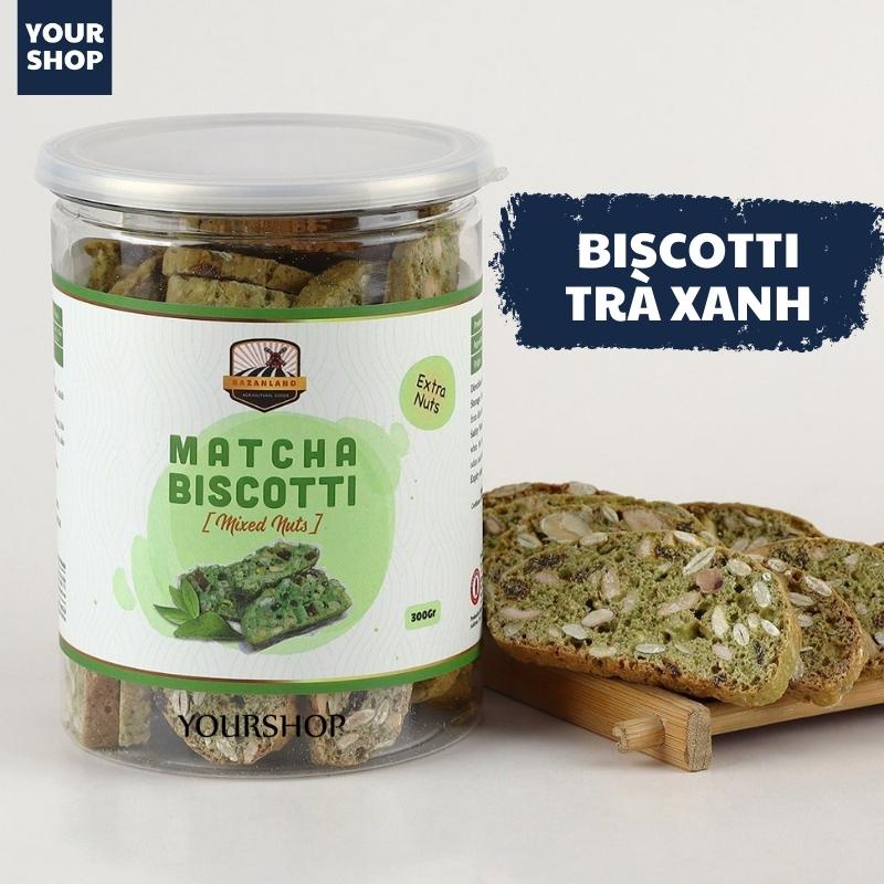 Bánh BISCOTTI Trà Xanh 5 vị nguyên cám KHÔNG ĐƯỜNG dành cho người ăn kiêng, giảm cân, tiểu đường
