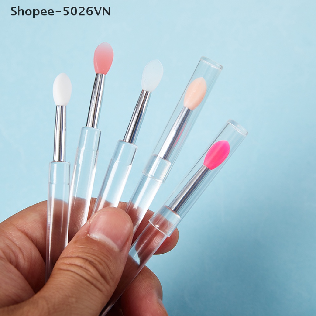 Set 2 Cọ Tô Son Bóng Bằng Silicone Kèm Nắp Đậy Chống Bụi