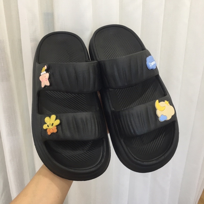 Dép Lê Nữ, Dép Nữ 2 Quai Ngang dán sticker đáng yêu, đế chống trơn trượt dễ phối đồ