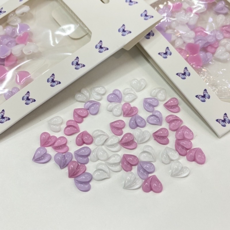 Charm tim đào mix màu trang trí móng siêu hot