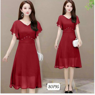 ĐẦM VOAN CHIFFON NGẮN TAY SANG TRỌNG THÍCH HỢP CHO BẠN ĐI DỰ TIỆC THỜI TRANG NYNA STORE 88