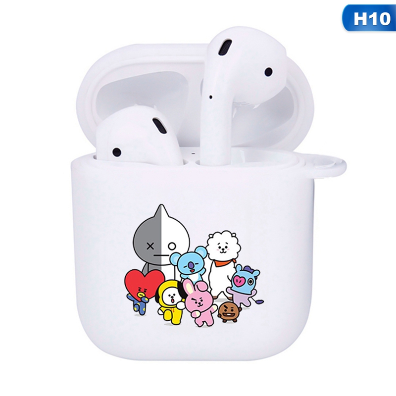 Vỏ Bảo Vệ Hộp Sạc Tai Nghe Airpods Pro Bằng Silicon Họa Tiết Hoạt Hình Bt21 Dễ Thương Kèm Móc Khóa