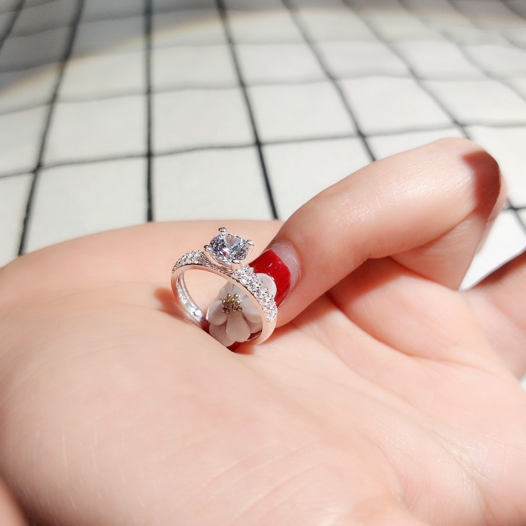 Nhẫn bạc H.A.S hai hàng hột cao đính đá - Nhẫn bạc thời trang