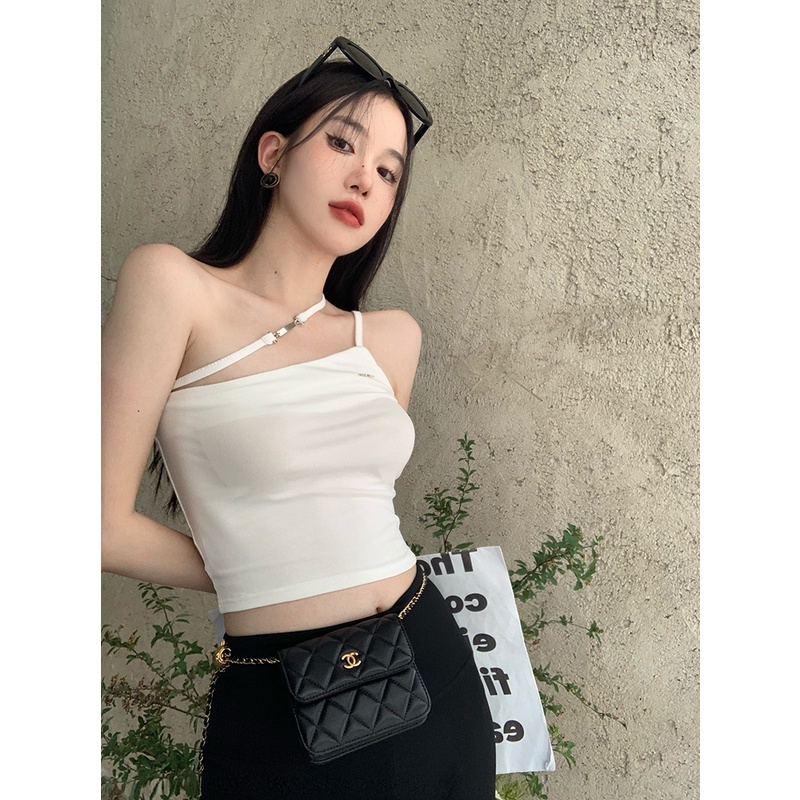 Áo QADCOL dáng ngắn lưng cao màu trơn ngọt ngào cho nữ