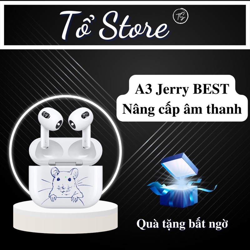 Tai Nghe Bluetooth TWS A3 Jerry Best - Bản Nâng Cấp Âm Thanh 2022 - Định Vị - Đổi Tên - Share Audio - Check Setting