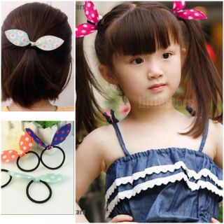Dây cột tóc nơ tai thỏ chấm bi