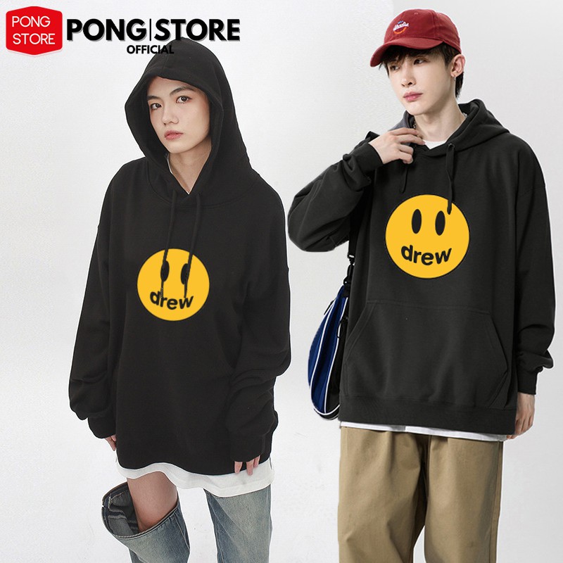 Áo hoodie nỉ có mũ nam nữ form rộng DREW, áo khoác hoodie unisex phong cách hàn quốc freesize có 3 màu
