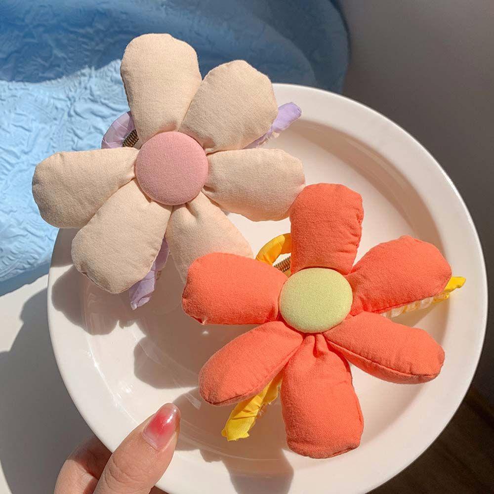 Kẹp Tóc Hình Hoa Hướng Dương Mặt Cười Bằng Vải Lông Thanh Lịch Thời Trang