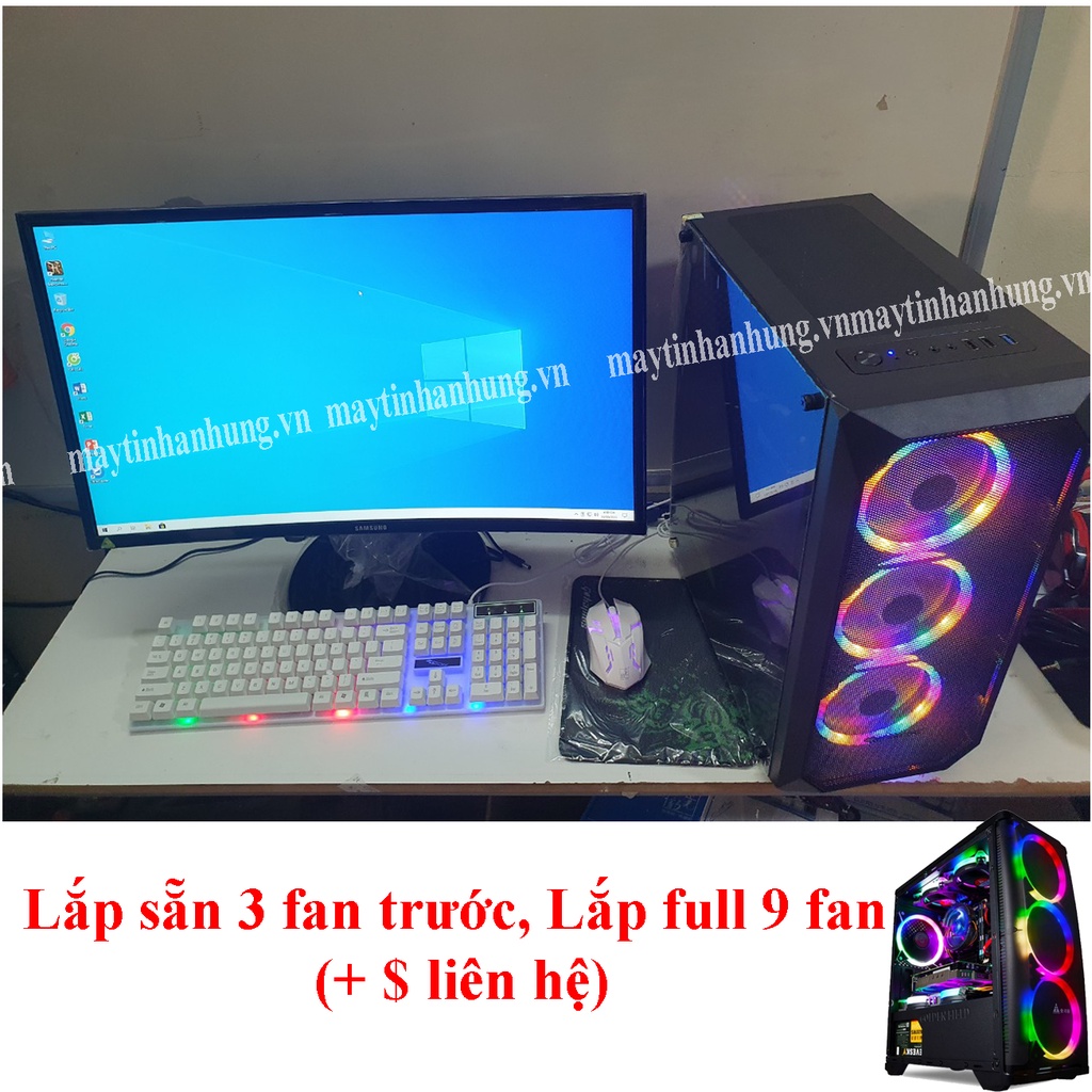 Bộ máy tính Game MỚI nhất intel 10th-2023 màn 24 SamSung CONG Pubg Lol CF Fifa Gata5 All game...