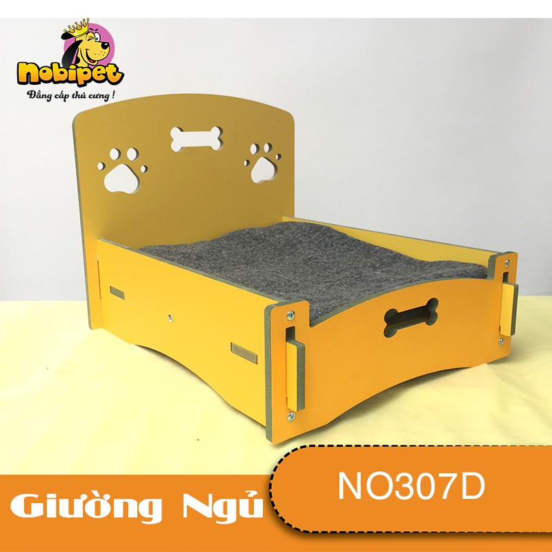 Giường Nằm Gỗ Lắp Ráp Queen Mini Màu Vàng Cho Dòng Chó Mèo Nhỏ