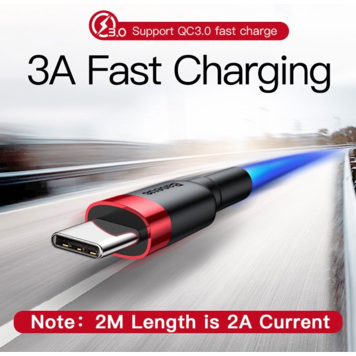 Cáp sạc nhanh, truyền dữ liệu tốc độ cao Baseus Cafule Type C (Sạc nhanh Quick charge 3.0, Siêu bền)