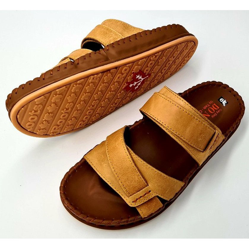 Dép da bò nam 100% da bò, dép quai ngang cao cấp mã KIN02 - shop kinson