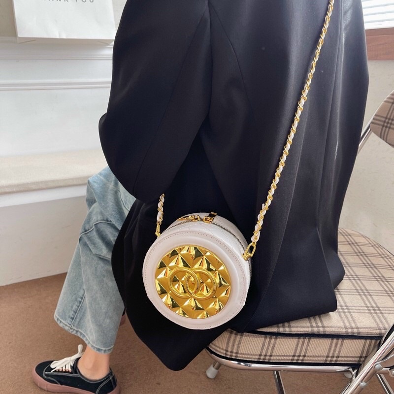 Túi tròn ánh vàng in chữ siêu chất Mã N0422