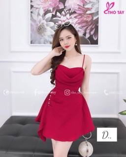 Đầm xoè cổ đổ thun umi cao cấp