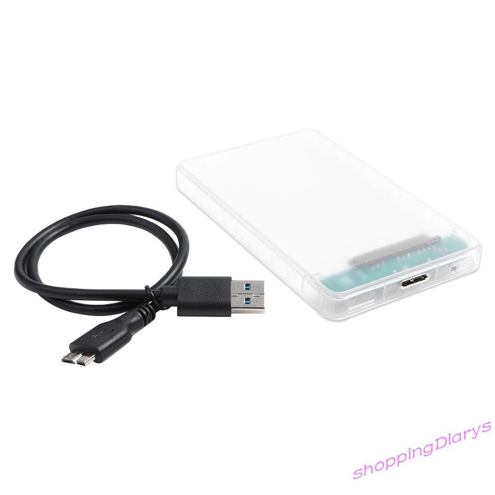 ✤Sh✤ 2.5 inch HDD SSD Case Transparent SATA III to USB 3.0 Hard Disk Enclosure