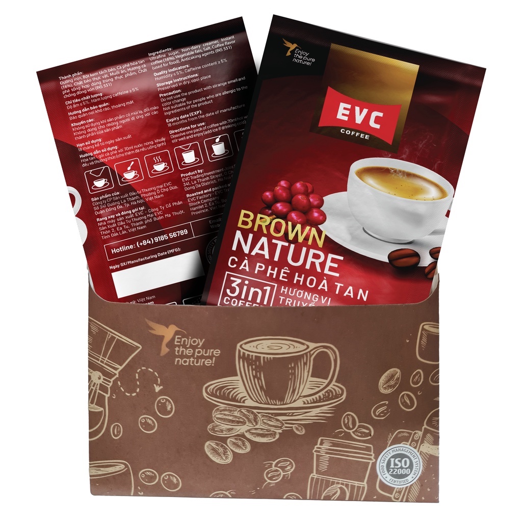 Cà phê hòa tan 3in1 - EVC Brown Nature - Vị đậm