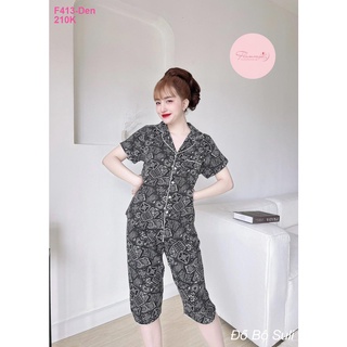 Đồ Bộ Pijama Lụa Cao Cấp Lửng F413 - Đồ Bộ Suli