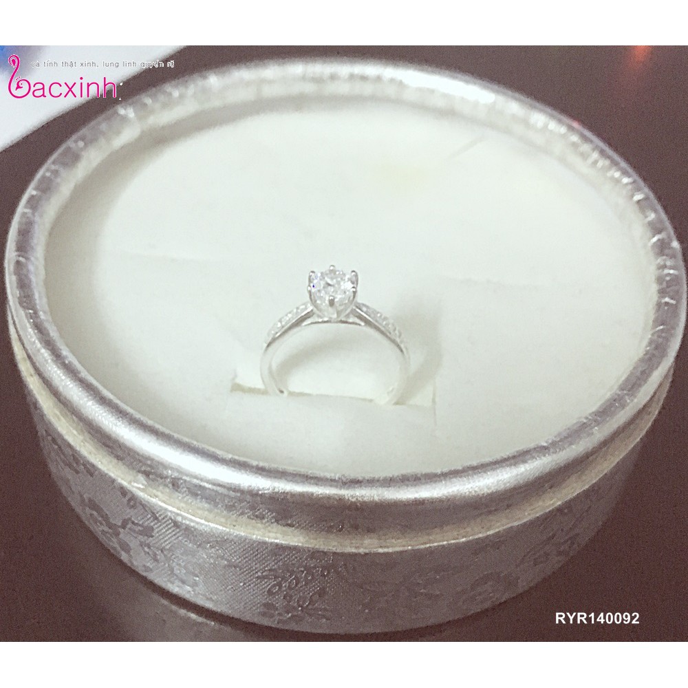 Nhẫn bạc Ý 925 Bạc Xinh Huệ Ngân - Ổ Kim cương đẹp RYR140092 (dành cho bạn nữ li tay nhỏ)