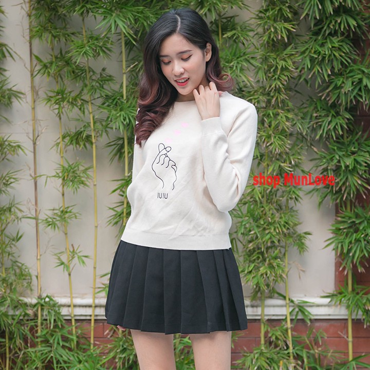Áo len lông cừu thêu tim - Hàng xuất khẩu
