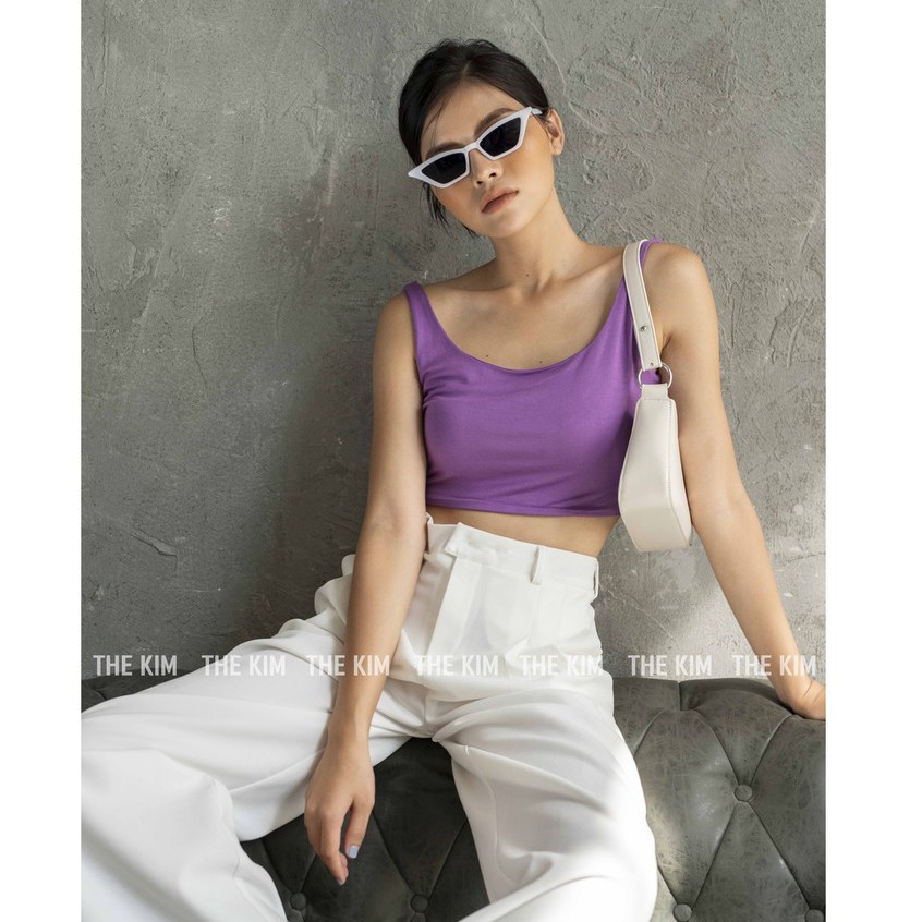 Áo hai dây croptop cổ U chất cotton may 2 lớp vải , áo thun body dáng lửng A108 The Kim | BigBuy360 - bigbuy360.vn