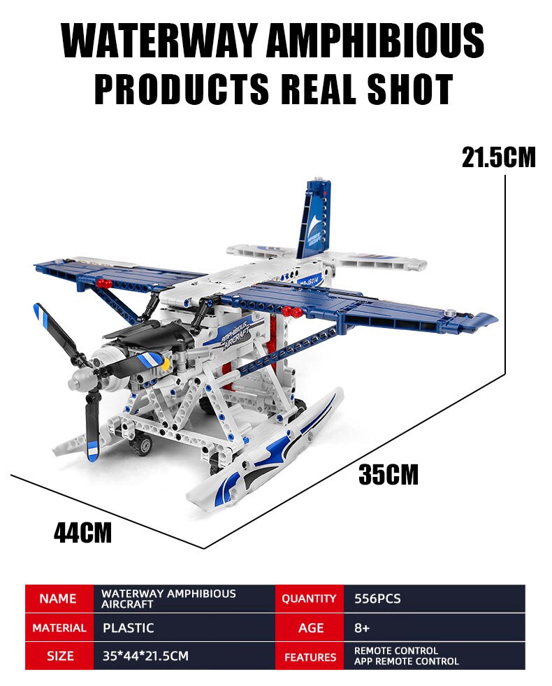 Đồ chơi Lắp ráp Mô hình máy bay Mould King 15014 APP RC Airplane Toys The Motorized Amphibious Aircraft