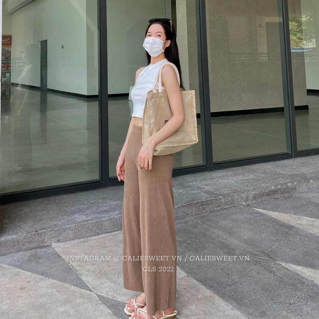 Quần thun tăm dáng xuông Caliesweet quần ống xuông chất thun co dãn