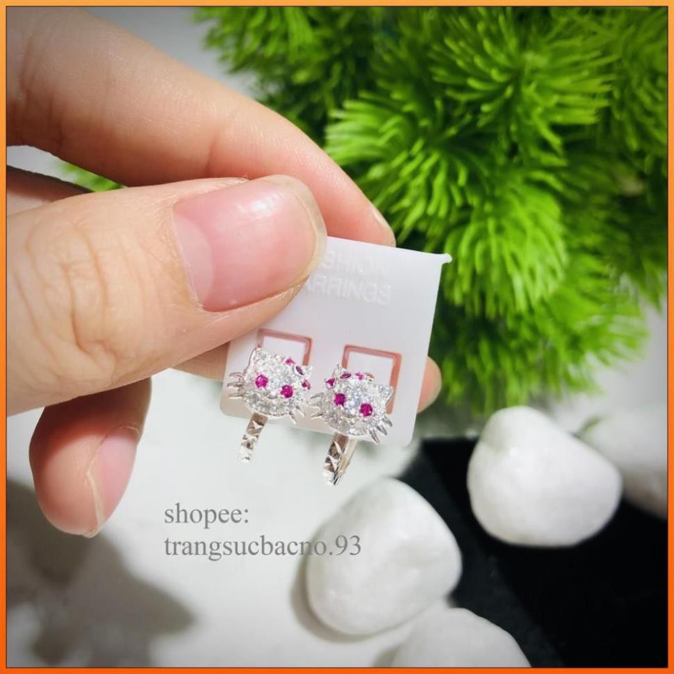 BẠC THẬT 100%  QUÀ TẶNG Ý NGHĨA  BÔNG TAI BẠC TA MÈO HELLO KITTY CHO BÉ GÁI HOA TAI BẠC ĐẸP CHO TRẺ EM TRANG SỨC NO.93