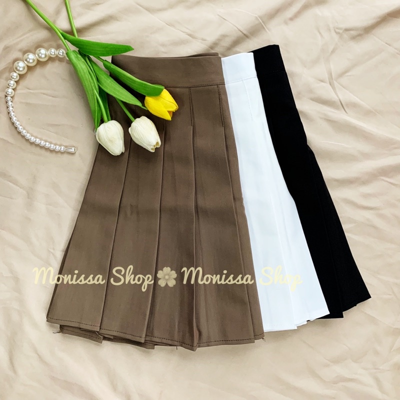 Chân váy tennis ngắn xếp ly dáng xòe thời trang nữ hàng cao cấp ba màu ĐEN NÂU TRẮNG