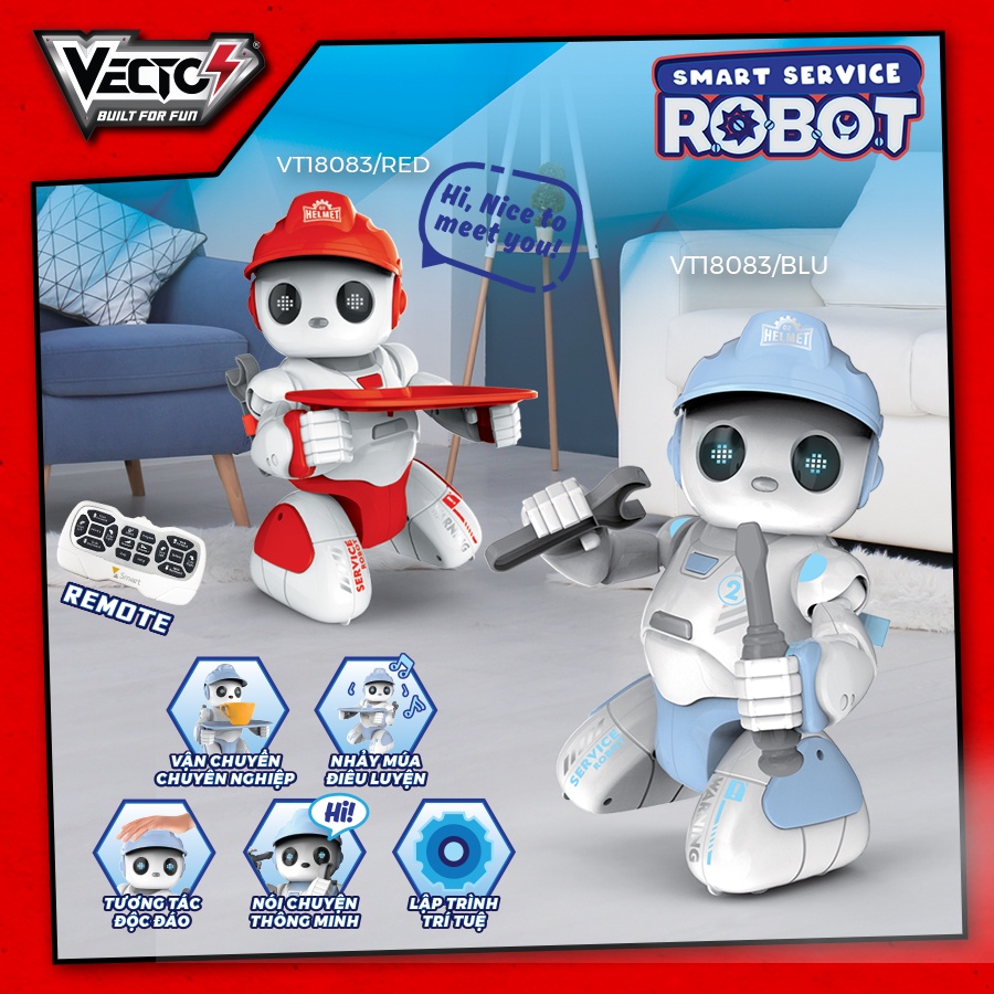 Đồ Chơi Vecto Chú Robot Quản Gia Thông Thái (Xanh Dương) VT18083/BLU