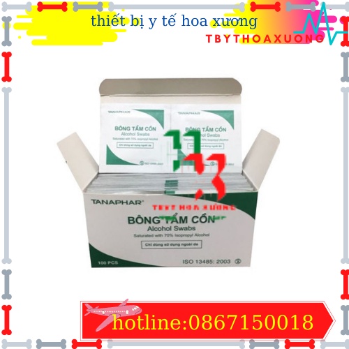 [ Hàng Chính Hãng ] Bông Tẩm Cồn Tiệt Trùng Tanaphar Hộp 100 Miếng