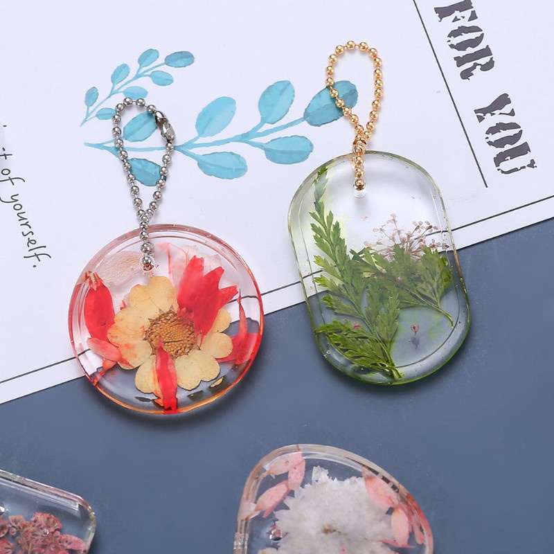 SEL 6 Pcs Keychain Epoxy Resin Mold Hanging Pendant Silicone Mould DIY Crafts Jewelry Casting Mold