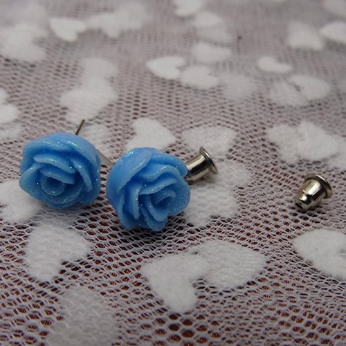 Set 12 Đôi Khuyên Tai Hình Hoa Hồng Nhiều Màu