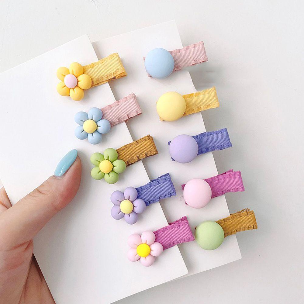 Kẹp Tóc Đính Ruy Băng Họa Tiết Hoa / Trái Tim / Chấm Bi Xinh Xắn Cho Nữ