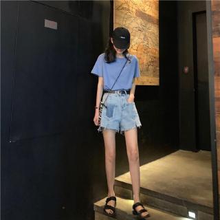 SUGEMIUSI Quần Short Jean Nữ Lưng Cao