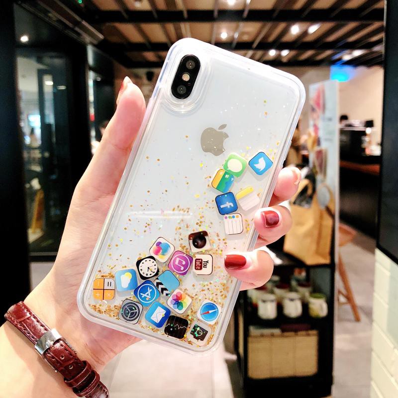 Ốp điện thoại kim tuyến nước họa tiết xinh xắn cho Apple Iphone11Pro Max Xs Xr 6 / 7 / 8plus 11 | BigBuy360 - bigbuy360.vn