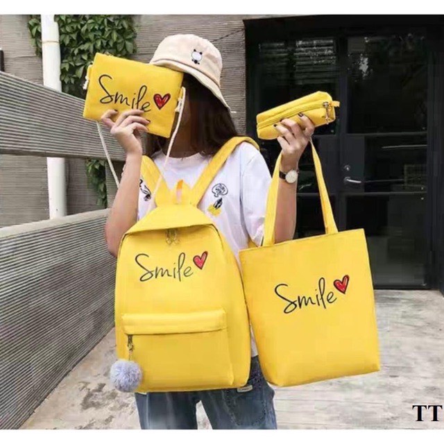 Balo 4 món thời trang sinh viên học sinh - Smile