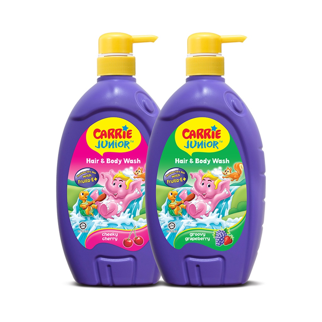 Combo 2 Sữa Tắm Gội cho bé Carrie Junior ( 700g x 2 ): 1 Hương Grapeberry + 1 Hương Cherry