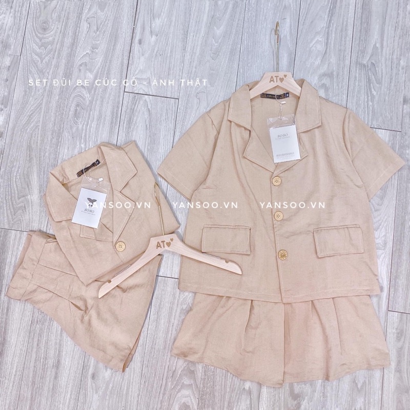 🌼Ảnh thật- Sét Vest Đũi Hai Món, Áo Vest Cộc Mic Quần Sóc Chất Siêu Đẹp - Có size S M - set-vest-dui