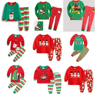 Bộ Đồ Ngủ Vải Cotton Lycra In Họa Tiết Ông Già Noel Thời Trang Thu Đông Cho Bé