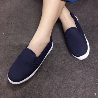Giày slip on xanh đen trơn