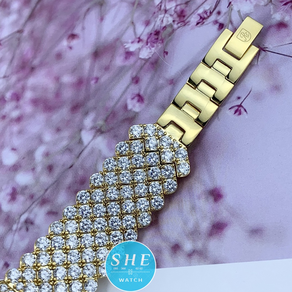 [BẢO HÀNH 24 THÁNG-FULL BOX] Đồng hồ nữ ROYAL CROWN Đồng hồ pin viền vàng dây lớn đính FULL đá size 32mm SANG TRỌNG QUÝ | BigBuy360 - bigbuy360.vn