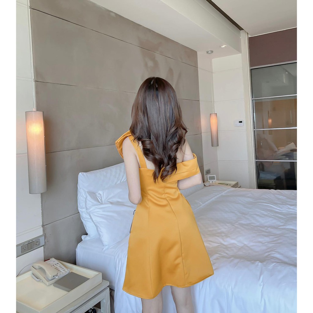 [HÀNG THIẾT KẾ CAO CẤP] Đầm Xòe Lệch Vai Đi Tiệc Sang Trọng Màu Hồng | BigBuy360 - bigbuy360.vn