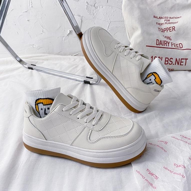 Giày thể thao nữ bánh mì độn đế cực chất Giầy sneaker Ulzzang đen trắng Hàn Quốc cool ngầu cá tính