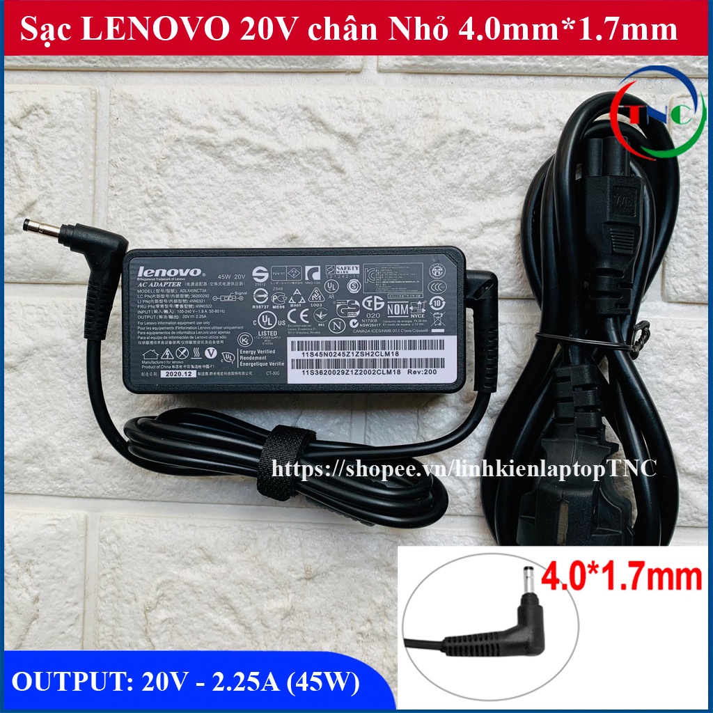 Sạc Laptop Lenovo 20V- 2.25A chân nhỏ Idepad 100-15IBY 100-15IBD 100-14IBY (Adapter Lenovo Idepad 100-14 100-15)