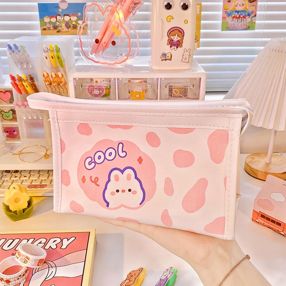 Túi đựng bút đa năng sức chứa lớn chống thấm nước in họa tiết bò sữa hoạt hình dễ thương