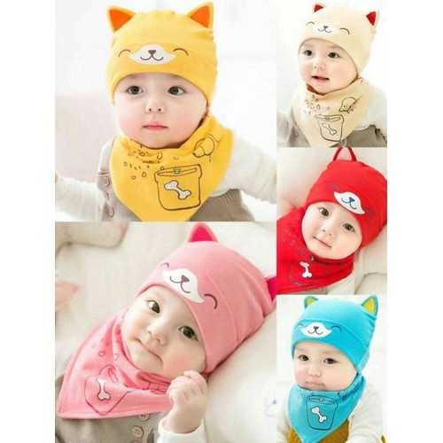 SET MŨ TẶNG KHĂN YẾM CHO BÉ