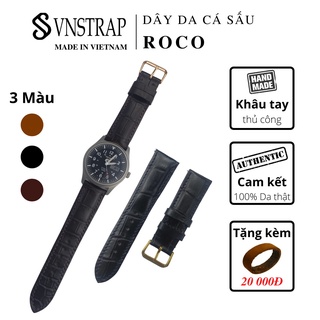 Dây da đồng hồ da cá sấu vân đẹp handmade, 18mm, 20mm, 22mm