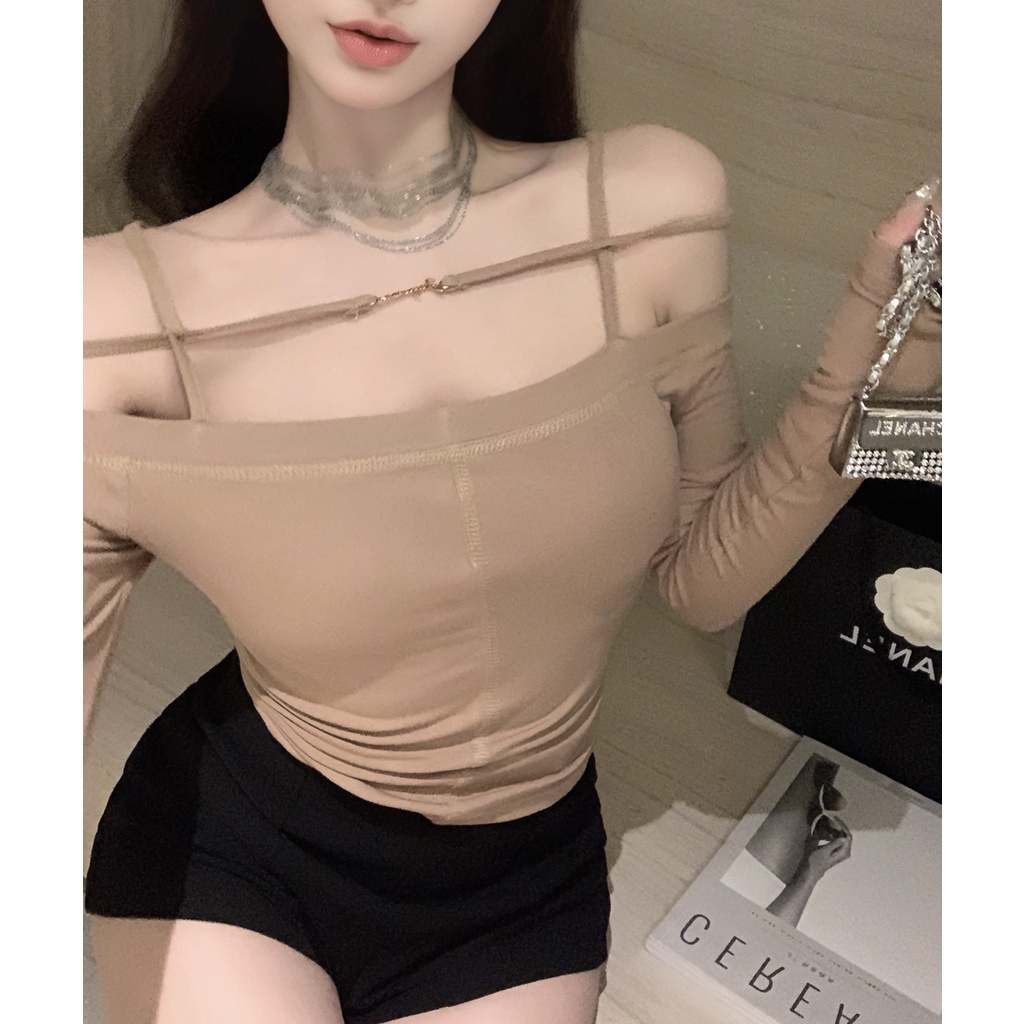 Áo Thun Trễ Vai Dáng Ôm Phong Cách Pháp Thời Trang Quyến Rũ Cho Nữ