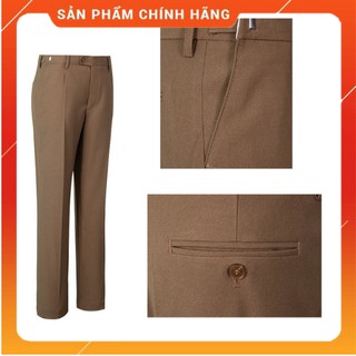 quần âu nam trung niên màu nâu tây, có đai tăng giảm vòng bụng thông minh